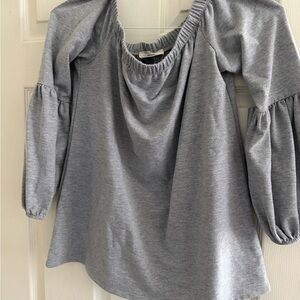 Promesa Light Gray Off-Shoulder Bubble Sleeve Tunic
